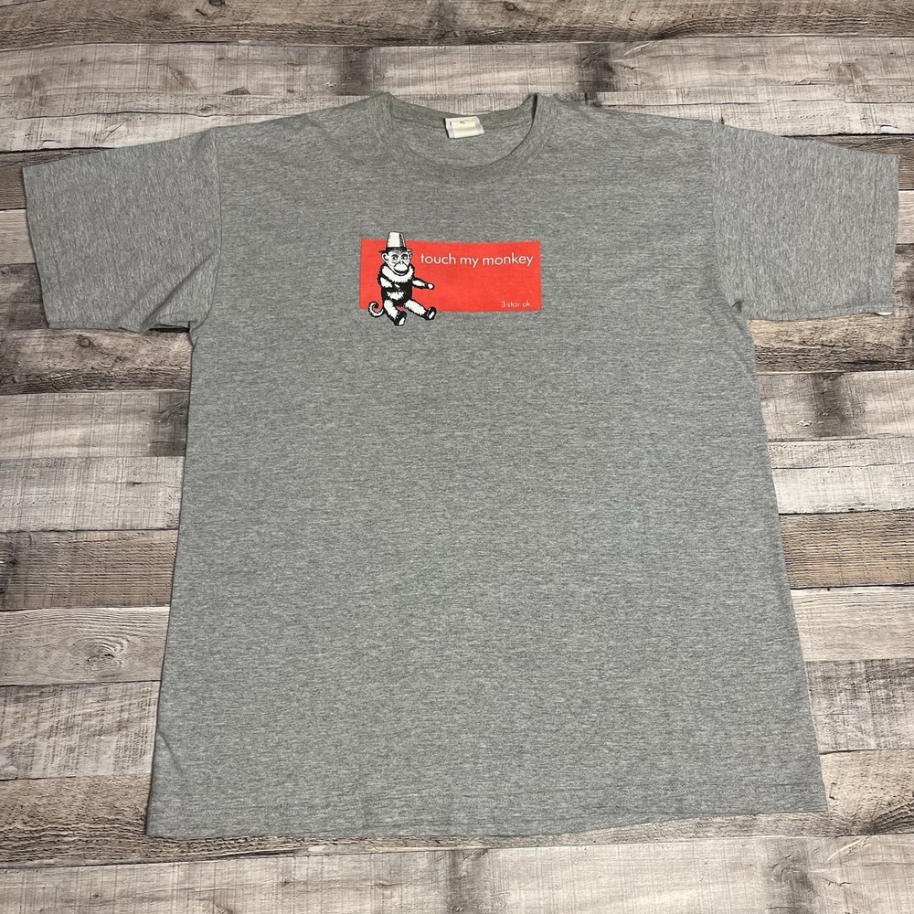 3 Star UK Shirt Size XL Gray Touch My Monkey Funny Tee Humor